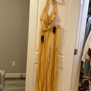 Bandeau top and wide leg pants set